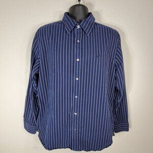 American Eagle Mens Blue & White Striped Shirt XL Button Down Premium Vtg Fit